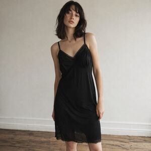 Vintage Deastock NWT Vanity Fair Black Slip Chemise Dress 38 M/L